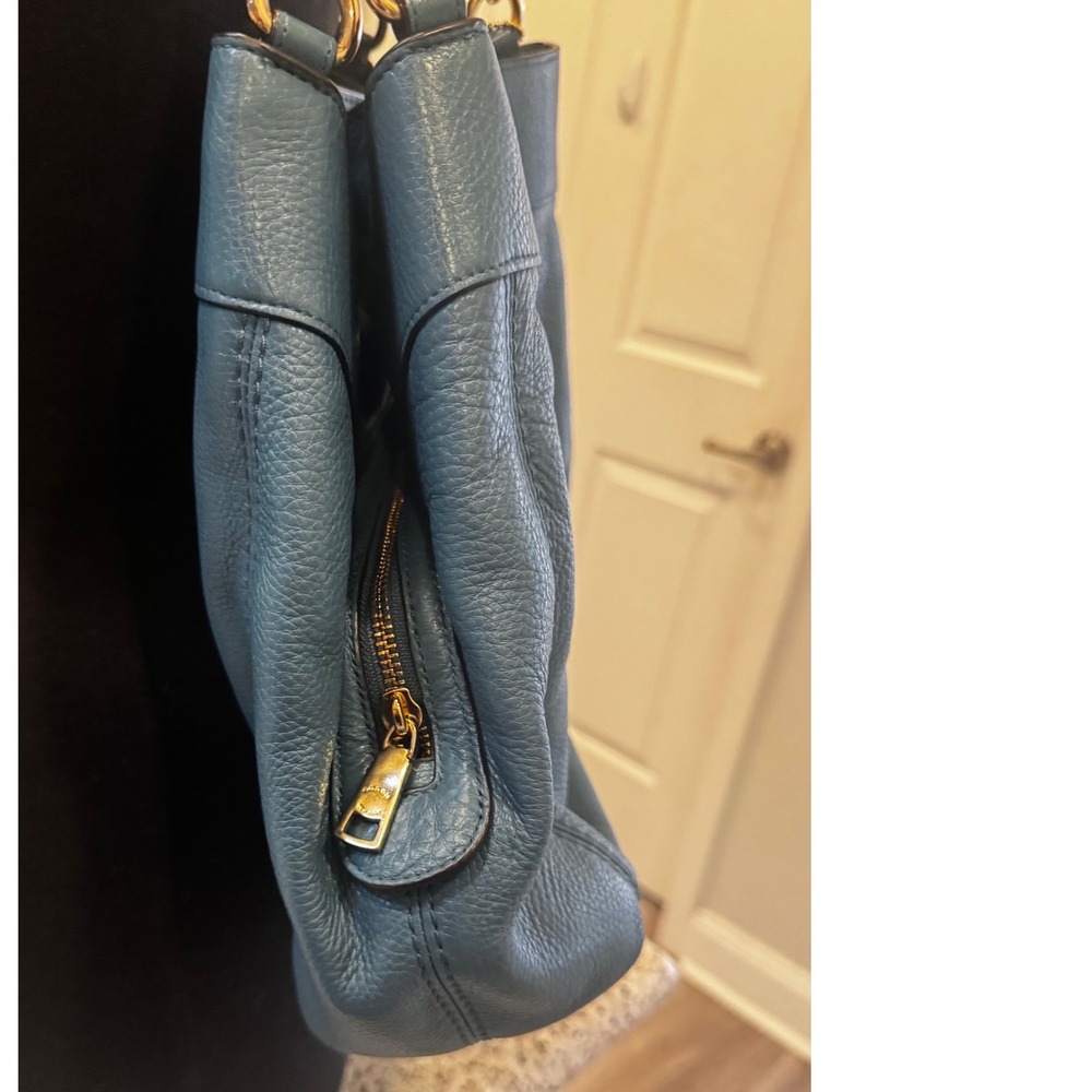 Coach Lexy F57545 Teal Blue Pebbled Leather Hobo Shoulder Bag Gold Hardware - Picture 5 of 12